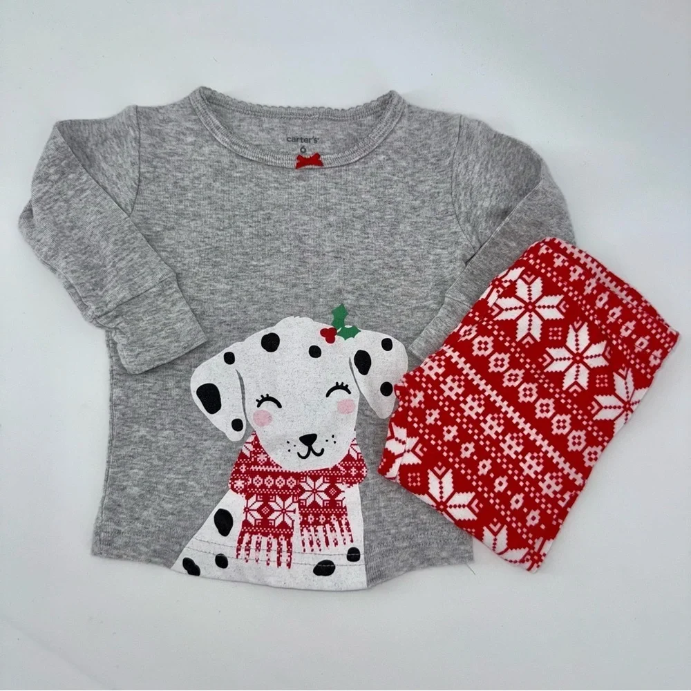 Carter’s Gray and Red Baby Christmas Holiday Pajamas with Puppy Print